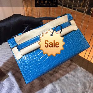 Top Panie Designer Koalliy torba ręcznie robiona prawdziwa krokodyl skóra mini torba generacja samicowej torby z pojedynczą torbą na ramię niebieski 7i9f