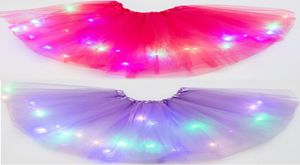 Multicolor cute kids LED dress with lights star Sequin Tutu Skirt puffy luminous girl dresses for stage performance and Party 20pc4412451