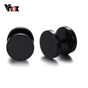 Charm Vnox Black Stud Earrings Stainless Steel Mens Womens Earrings Ear Plugs Tunnel 6/8/10mm Y240531UOC8