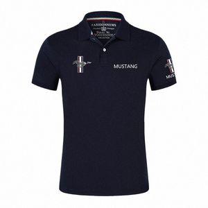 Letnia nowa męska koszula polo z logo Mustang Classic Unisex Outdoor Dostosuj koszulkę swobodne krótkie rękawy T-shirt Solidny kolor M2OM#