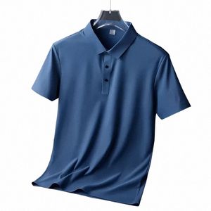 Ледяная футболка Трасель Мужская легкая Busin Solid Color Top Top Top шелк гладкий дышащий рубашка поло