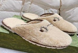Lia Scuff Slipper Projektant Slajdy Zimowe buty śniegu męskie wełniane mulę Pluszową ciepłą platformę bez poślizgu duży rozmiar 48 z pudełkiem NO4301460093