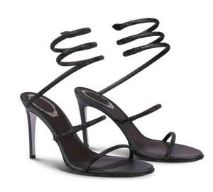 Sexig Renes C Crystalembellished Leather Sandals Shoes Strappy Women Trevliga pumpar Lyxvarumärken Summer Caovillas Lady High Heels PA7731537