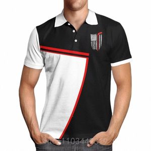 busin Casual Men's Polo Shirt Striped Print Short Sleeve Lapel Zipper Tee Shirt Breathable Men's Golf Tops Street Clothing t6KO#