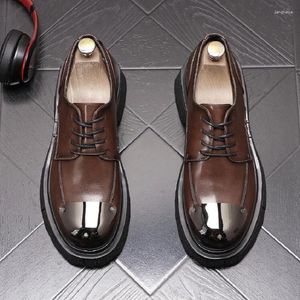 Casual Shoes Mens Wedding Oxford Black Brown Soft Leather Brogue Men's Dress Slip On Business Formal Da49