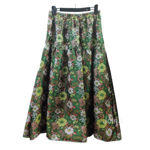 Jacquard pleated puffy skirt 2023 new high waisted large hem A-line flower bud skirt mid length skirt for women