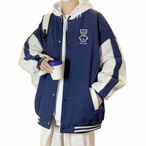 Jesienna i zimowa FI Krótka kurtka Mężczyzna Street Clothing Baseball Mundur Duży płaszcz i luźny płaszcz Student A4XP#