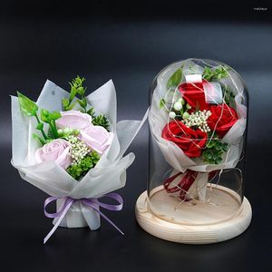 Decorative Flowers Rose Gift Box LED Enchanted Galaxy Eternal Flower With Fairy String Lights In Dome For Christmas Valentine'S Day