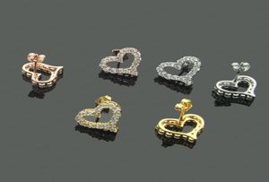 Designer hollow heartshaped earrings female diamond necklace couple chain pendant luxury jewelry gift girlfriend accessories whol1201810