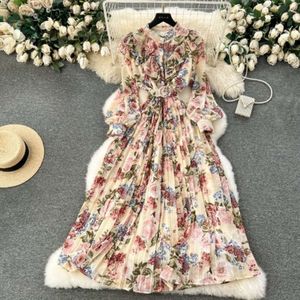 2024 Spring New Sweet Lotus Edge Slim Fit Mid Length Fragmentered Chiffon Pleated Tea Break Kjol French Holiday Girl