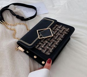 Scrub Leather Weave Crossbody Bags For Women 2019 Fall Chain Shoulder Messenger Bag Female Chain Handbags and Purses9068129