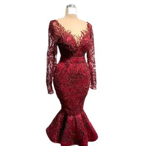 Aplikacje kosmetyczne koronkowe herbatę syrenę w kształcie dekoltu formalne sukienki formalne frezowanie cekinowe aplikacje pełne rękawy damskie sukienki na imprezę