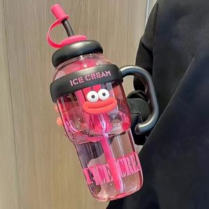 Cute water bottle Women's water cup ins Drinking bottle with straw and handle Outdoor leisure portable water bottle of high quality available wholesale