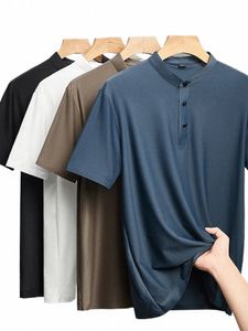 2024 New Plus Size 8xl 7xl Summer High-End Ice Silk Short-Sleeved T-Shirt Men's Polo Shirt Collar Solid Color Quick Dry Polos X2Xc#