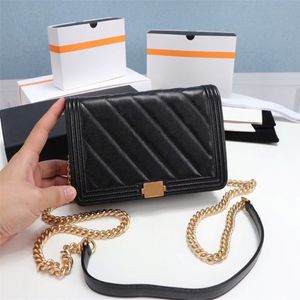 Classic luxury fashion brand wallet vintage lady brown leather handbag designer chain shoulder bag with box wholesale 02 2131