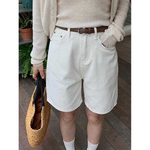 Huang Zhengs Mały projekt haftowane pięciopunktowe dżinsowe spodenki dla kobiet 2024 Spring/Summer Korean Wide Leg Casual Pants 141KH190