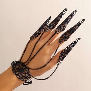 Kreativ übertrieben Dubai Indian Finger Handgelenk Kettenarmbänder für Frauen Punk -Nagelringe mit Armband Y2K Schmuck Steampunk Neu