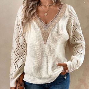 Spring and Autumn V-neck Sweater 24ss New Loose Relaxed Pullover Womens Knit