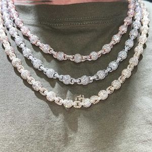 Design S925 Sterling Silver Necklace Hip Hop Round Bead 3D Designkedjor Men Necklace Moissanite Diamond VVS Necklace-2
