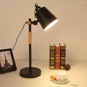 Table Lamps Modern Nordic Simple Lamp Iron Wood Adjustable Desk LED E27 For Study Bedroom Parlor Bookstore El Bedside Children