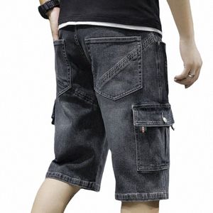 Männer fi Baggy Cargo Jean Shorts Herren Mult -Taschen -Boardshorts Shorts Denim -Reithose Lose Shorts Jeans für Männer S0MX#