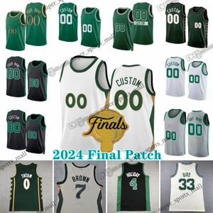 2024 Finały 0 Jayson Tatum Jersey Custom S-6xl zszyty koszulki do koszykówki Jaylen Brown Kristaps Porzingis Derrick White Al Horford Payton Pritchard Luke Kornet