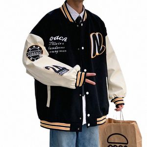 y2k Gothic men's patchwork jacket American Retro Female Baseball uniform Harajuku Style Student Loose Jacket couple clothing f03f#