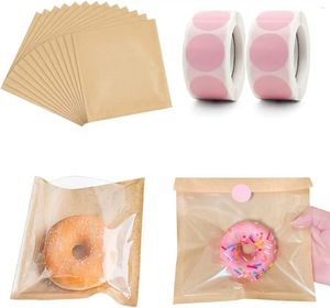 Take Out Containers 7.1x7.5 Inch 100pcs/ Pack Bakery Bags With Window Pastry Kraft Paper Food For Cookies Donuts Sandwich