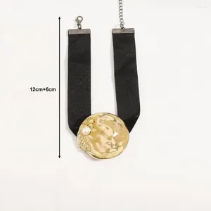 Colar geométrico de gargantilha decoração de colar de metal faux pérola retro jóias de clavícula para festa de casamento