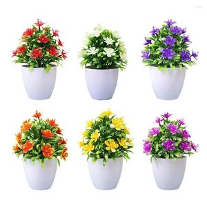 Decorative Flowers Simulated Artificial Flower Potted Plant Small Bonsai Pot Ornaments Wedding Home El Office Table Decor