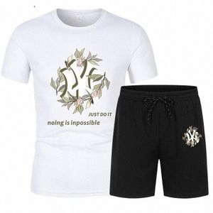 2024 New Short Set Men Summer Suit 2-piece Elegance T Shirt Shorts Sport Designer Activewear Luxury Fitn Gym Outfit Mens Sets z9Ko#