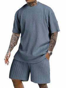 men's Two Piece Sets Fi Stripe Design Short-sleeve T-shirt Oversized Loose Men Clothing High Quality Gym Sets Streetwear j7ko#