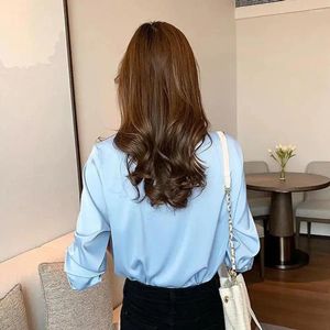 Women's Blouses Comfortable Long-sleeve Top For Women Plus Size Long Sleeve Cardigan Shirt With Turn-down Collar Soft Casual Ol Lady