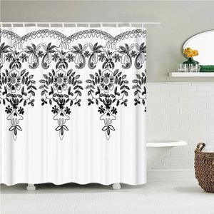 Shower Curtains 3D printing white stone shower curtain waterproof polyester fiber shower curtain home decoration bathroom with hook