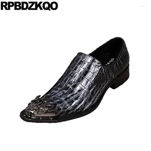 Casual Shoes Nice Alligator Men Dress With Metal Tips Chic High Heel Oxfords Toe 46 Crocodile Snakeskin 11 Party Plus Size Snake Skin