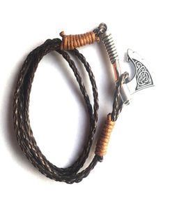 Vintage Style Charm Bracelet Viking Feeling Axe Pendant Different Color Rope Chain Personality Jewelry Zinc Alloy Drop6586581