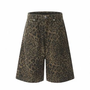 y2k Spring Autumn Print Leopard Woman Shorts Casual Oversize Wide Leg Butt Female Streetwear Hip Hop Loose Zippers Pants Lady Z5rt#