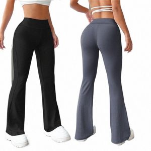 2023 New Flare Leggings Yoga Pants Women High Waist Wide Leg Pants Women Gym Sports Black Flared Pant Plus Size Dance Trousers b5SN#