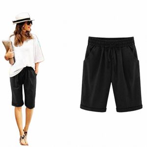women Cott Linen Shorts Casual High Waist Pocket Harem Pant Summer Cool Thin Beachwear Fi Breathable Female Clothing e1ct#