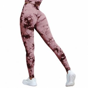 tie Dye Leggings Sport Women Fitn High Waist Yoga Pants Colorful Tights Running Workout Gym Clothing l05X#
