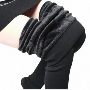 women Thermal Leggings Winter Warm Sexy Elastic Pantyhose Female Fleece Thermal High Waist Slim Thicken Tight Pants y27v#