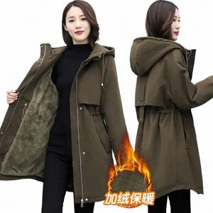 parkas Women Autumn Winter NEW Wool Liner Thicken Warm Lg Overcoat Korean Loose Hooded Windbreaker Female Cott Padded Coats 93FE#