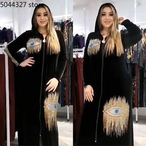 Ethnic Clothing Plus Size Winter Velvet Party Dresses For Women Dashiki Wedding Evening Gowns Dubai Abaya Robe Marocaine Djellaba