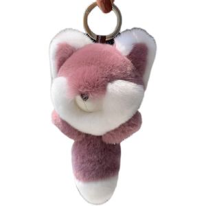 Huge Real Rex Rabbit Fur Keychain Monster Pompom Doll Keyring Bag Car Charm Pendant Fox with Metal Claw 253K