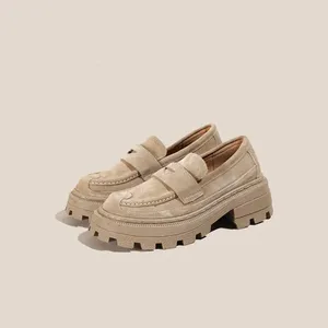 Casual Shoes British Style Retro Women's Split Leather Slip-on Female Flats Wear-resistant Shallow Mouth Comfortable Loafers