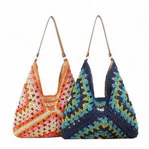 women Weaving Clutches Top-Handle Bag Large Portable Shoulder Bag Summer Beach Purse Shopper Satchel Woven Straw Tote Handbag A0YF#