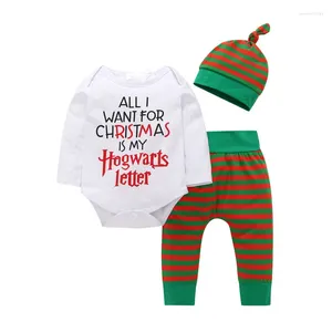 Clothing Sets Children Infant Baby Boys Set 2024 Cute Fashion 3pcs Christmas Grid Hat Long Sleeve Pants Bodysuits Outfits