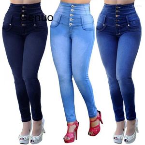 Women's Jeans High Waist Women Light Blue 3XL Sexy Elastic Slim Spring Korean Fashion Chic Pencil Skinny Feminina