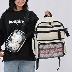 School Bags Transparent Pain Backpack Large Capacity Trend Detachable Bag Leisure College Students Schoolbag Girl Fashion Waistbag BG141