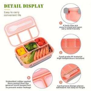 Lunch Boxes Bags 1PC Four Grid Format Lunch Box 1300ML Lunch Box For Students Sealed Leak Proof And Easy To Clean Student Bento Box